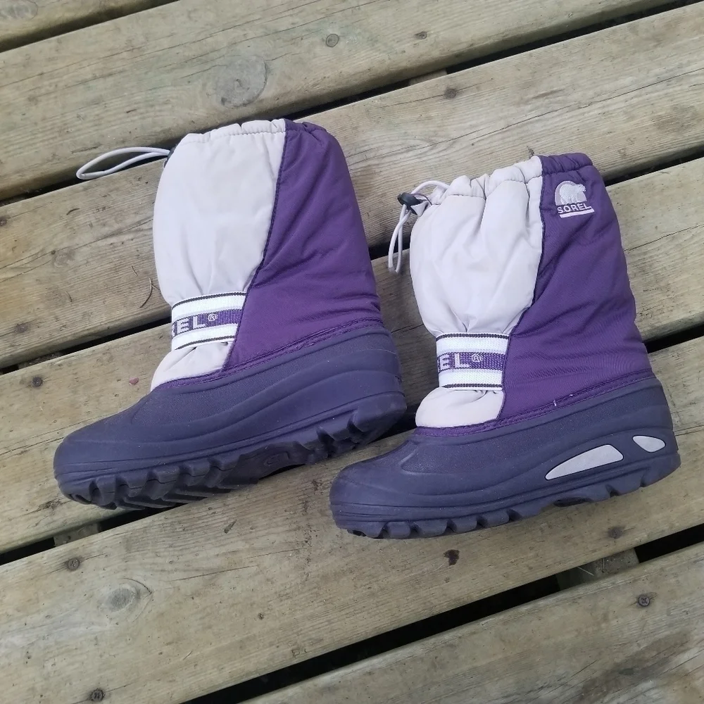 Sorel Youth Cub Snow Boot Size Big Kids 4 Purple Lavender Lilac Warm Comfy‎